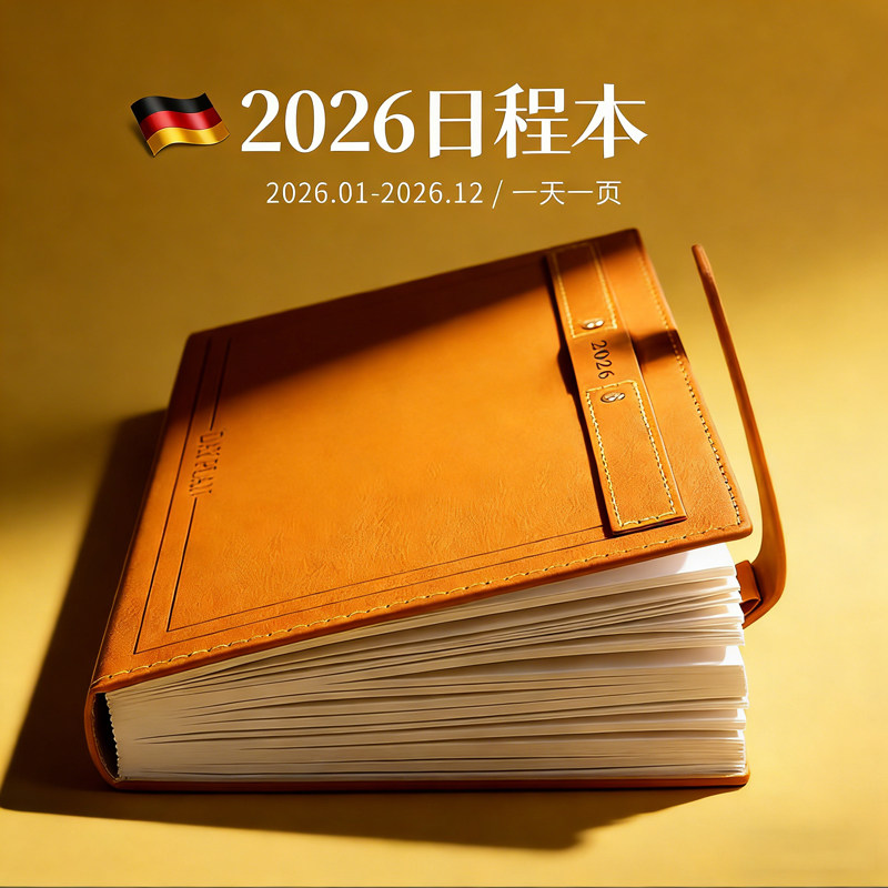 德国2026年日程本一日一页工作计划本时间轴日历周计划记事本每日笔记本子商务办公室会议记录效率手册定制O图片