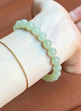 天然和田玉石冰晴水素圈手串女款