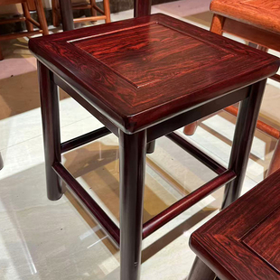 非洲酸枝色高方凳非洲进口实木榫卯结构餐台琴台书桌用43高方凳