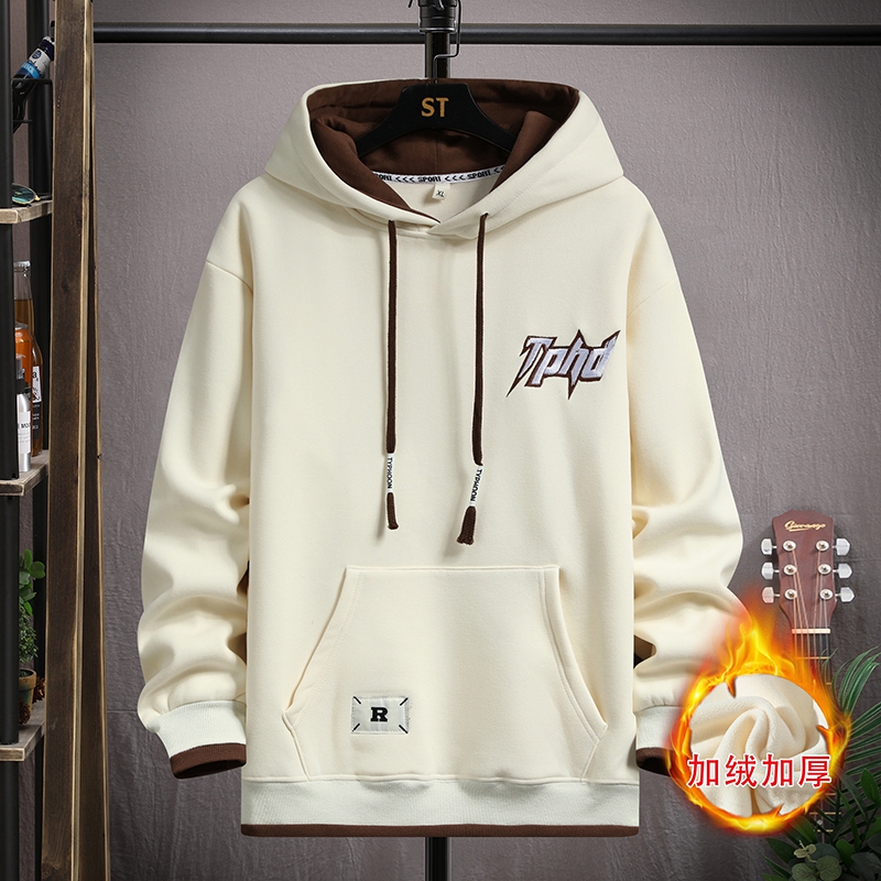 秋冬季连帽卫衣12岁男孩初中学生13加绒加厚15青少年大童潮牌上衣