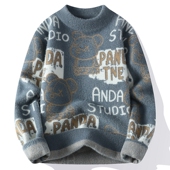 青少年秋冬季 上衣大童打底针织衫 水貂绒毛衣男孩学生装 加厚羊毛衫