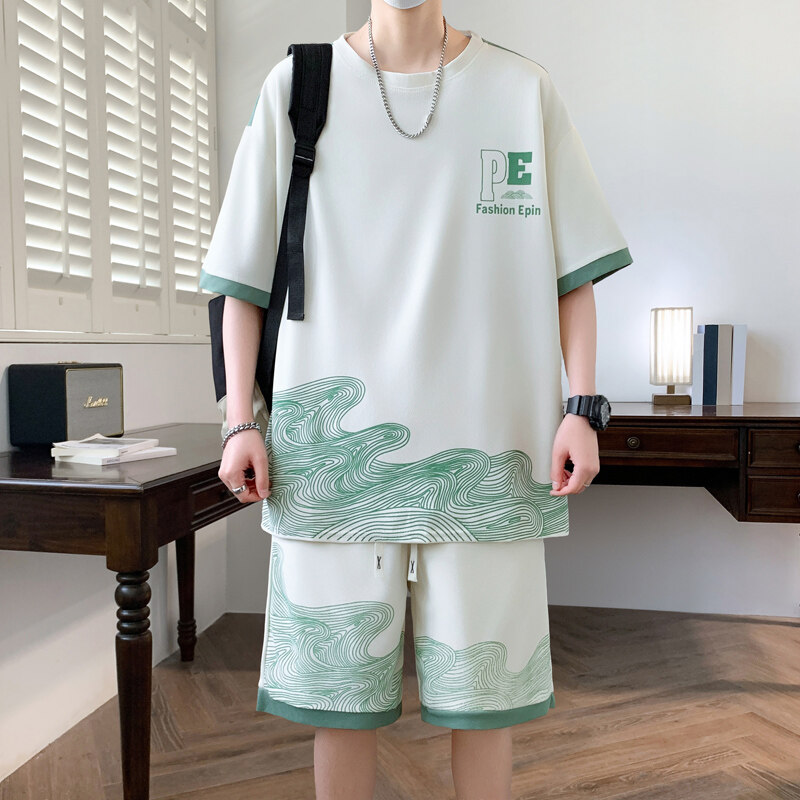 青少年薄款短袖t恤男孩12-15岁初中学生14大童夏季帅气运动套装16