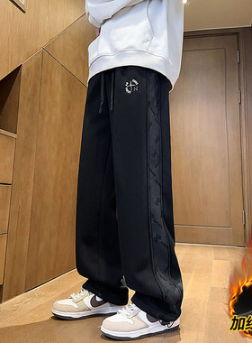 秋冬装裤子男孩初中学生帅气长裤青少年大童加绒加厚休闲运动卫裤