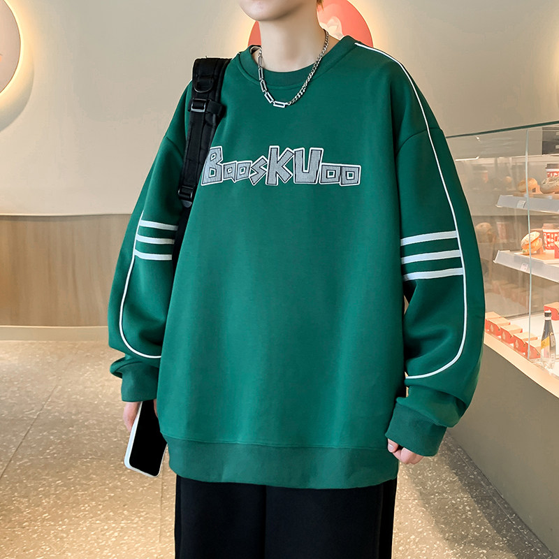 13岁男孩春秋季圆领卫衣潮牌帅气15青少年学生大童打底衫运动上衣