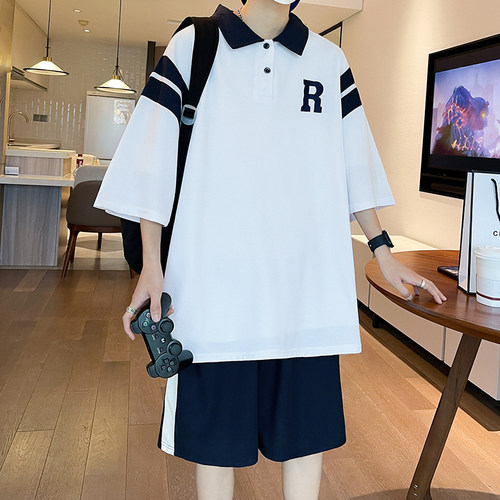 13青少年透气短袖t恤男孩12-15岁初中学生POLO衫大童夏季运动套装