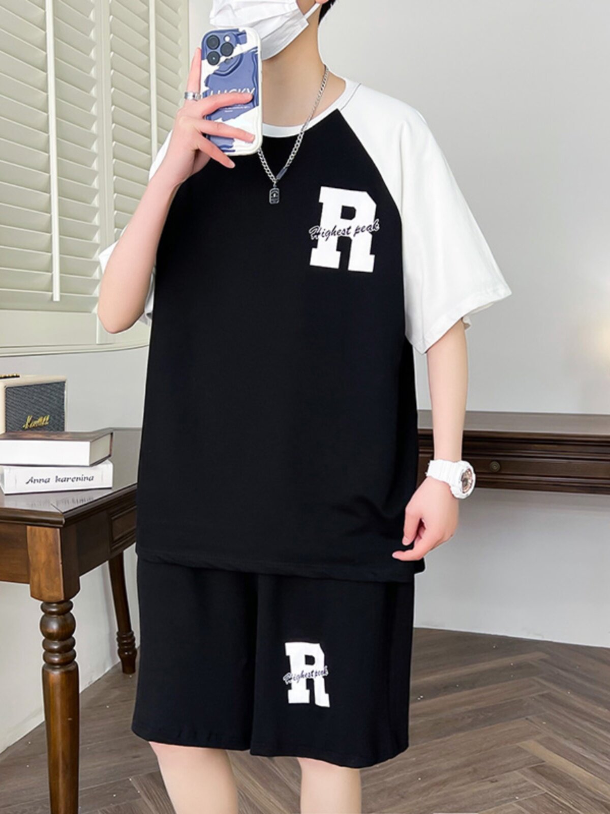 SUMMER YOUTH SPORTS COTTON SUIT BOY JUNIOR HIGH SCHOOL STUDENT SHORT SLEEVE T-SHIRT TOP HANDSOME FAT BIG BOY HALF SLEEVE