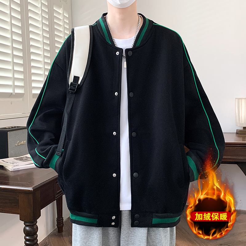 13青少年秋冬款外套男孩12岁初中学生14棒球服上衣15大童加绒夹克