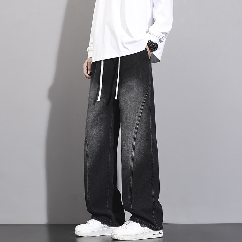 春秋季牛仔裤潮流男孩初中学生宽松纯棉直筒休闲裤大童阔腿长裤子,男装,牛仔裤,淘宝优惠券,粉丝福利购,淘宝优惠卷