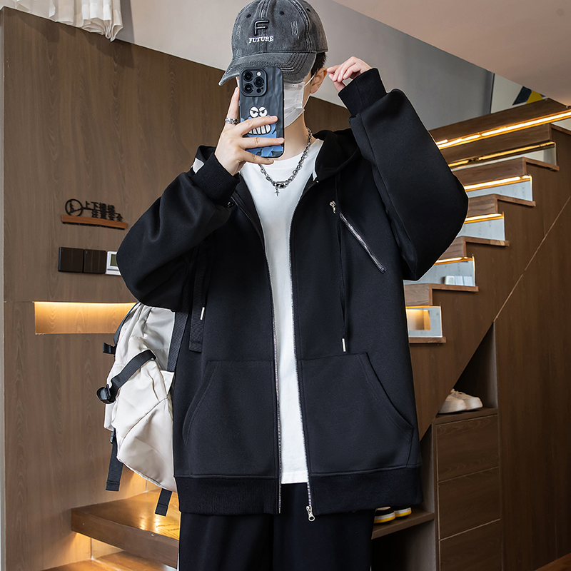 春秋季卫衣开衫男孩13初高中学生14潮流帅气15岁大童休闲连帽外套