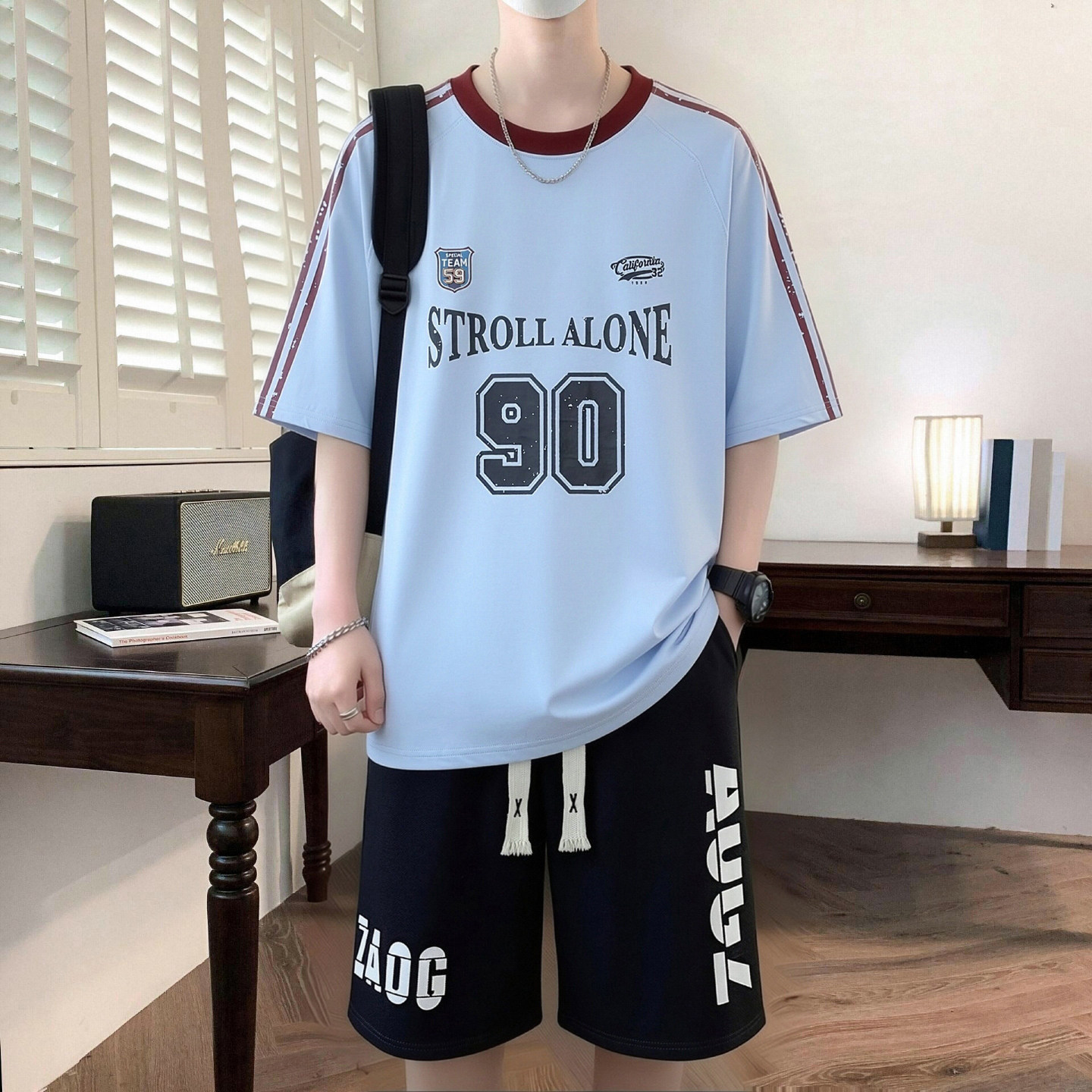 夏季短袖t恤男孩12-15岁初中学生两件套装14青少年大童体恤衫上衣