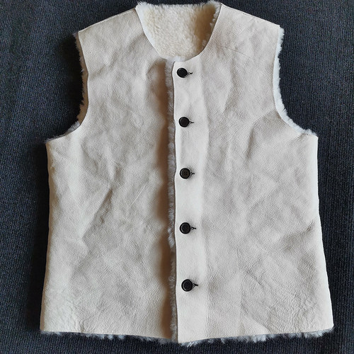 绵羊皮真皮真毛马甲羊皮羊毛背心羊剪绒皮毛一体内胆圆领坎肩定做