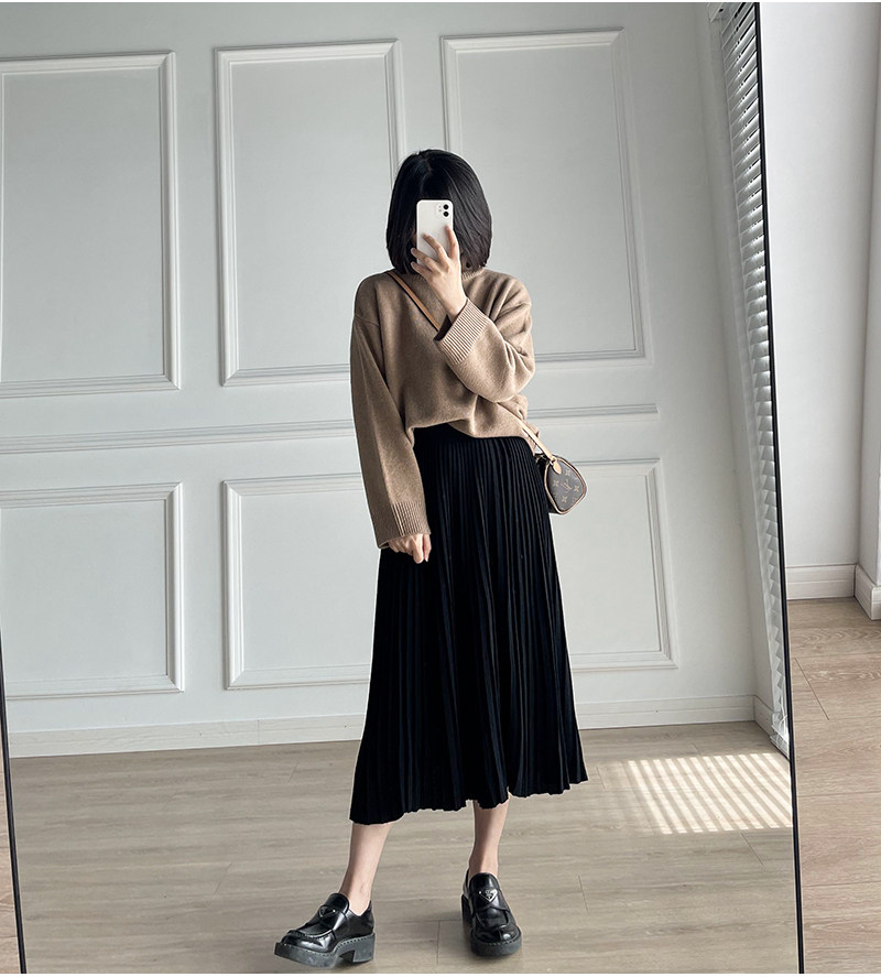 可盲拍,提升衣品的bi需品~德国扬子纱线羊毛百褶半身裙女 秋冬