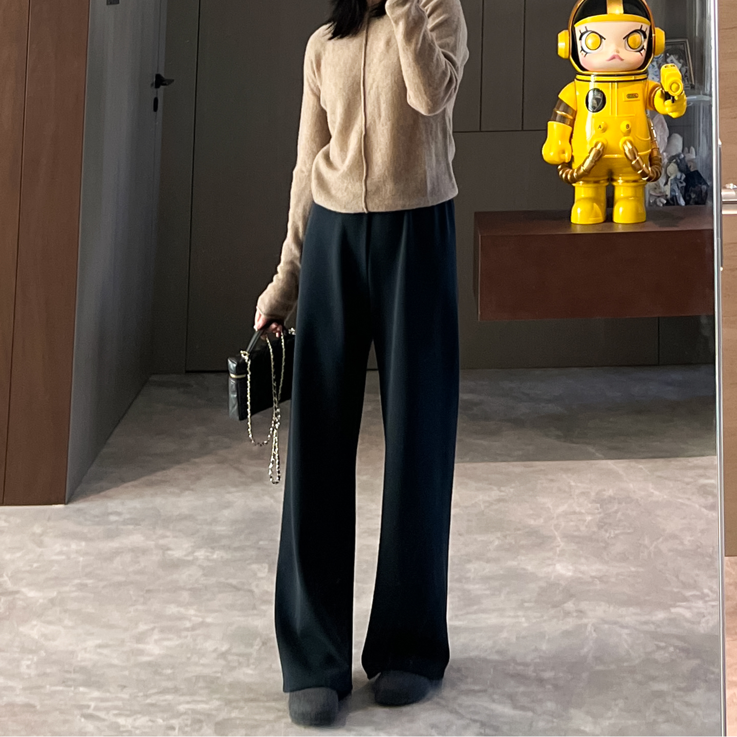 莫代尔空气保暖加绒裤松紧腰裤