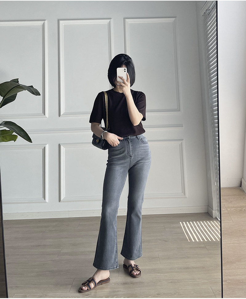 王炸裤型 谁穿谁好看T400四面弹高腰微喇九分牛仔裤休闲裤四季款