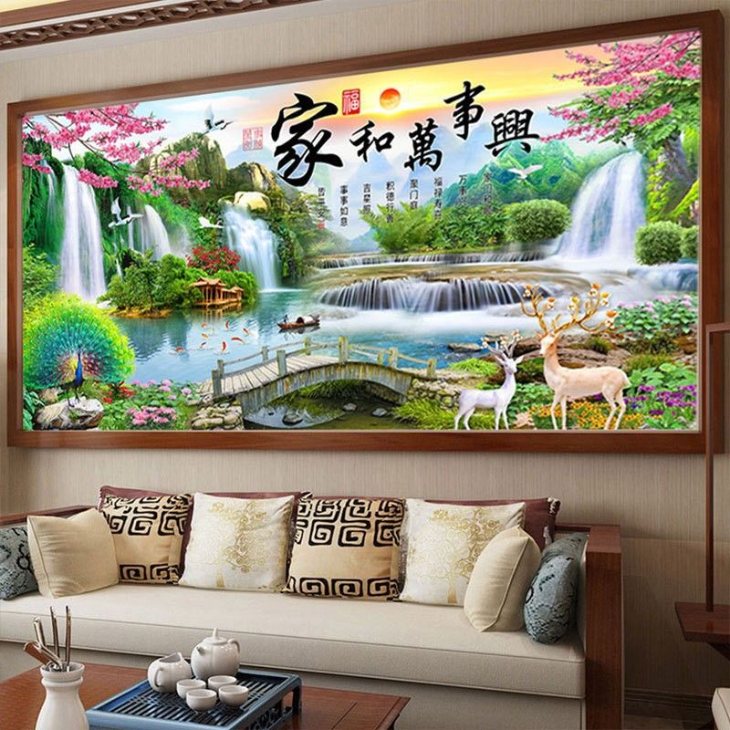 新款5d钻石十字绣孔雀家和万事兴钻石画客厅卧室大幅挂画厂家