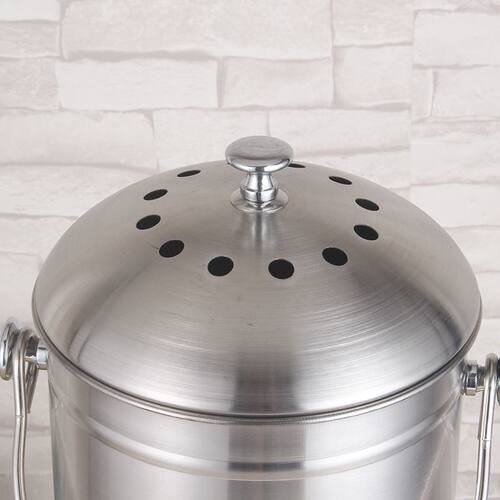 无磁不锈钢垃圾桶圆形带盖果皮箱Stainless steel trash can