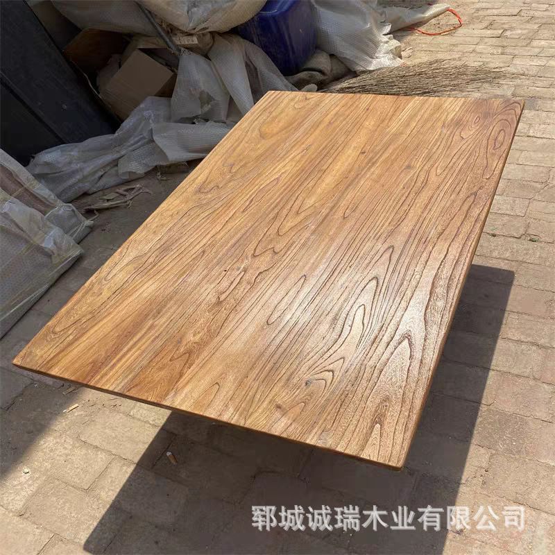 榆木板材实木整张风化茶桌面板楼梯踏步板北方老榆木板材家具木板图片