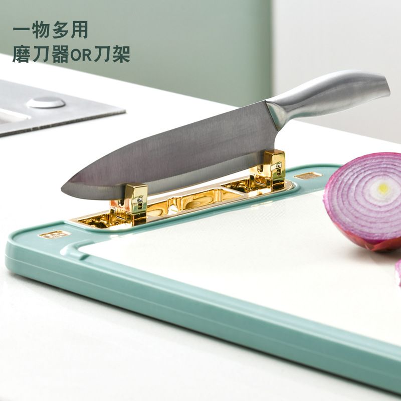 菜板砧板不锈钢304切菜板案板双面抗菌可立磨刀器加厚防滑厨房