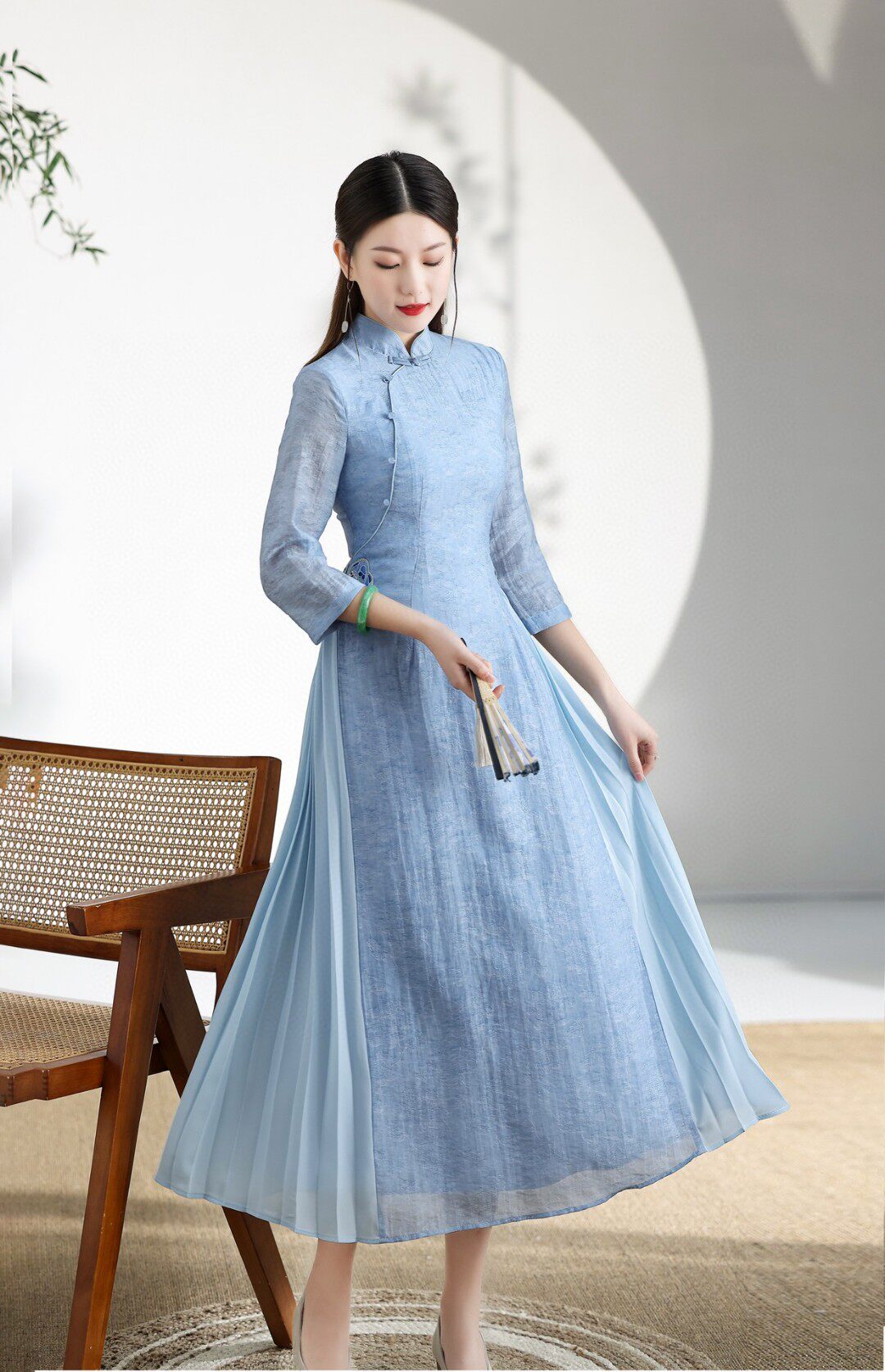 改良旗袍2024年新款高端中式茶服女禅意文艺复古中国风连衣裙