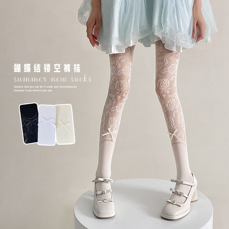 芭蕾风蝴蝶结蕾丝袜裤女夏季薄款连裤袜日系甜美长筒打底袜,女士内衣/男士内衣/家居服,中筒袜,淘宝优惠券,粉丝福利购,淘宝优惠卷