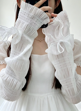 Lolita甜美蕾丝蝴蝶结防晒袖套