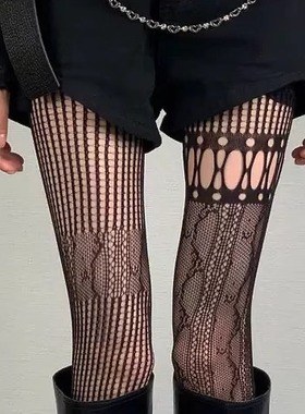 小众蕾丝夏季拼接镂空不规则网袜y2k性感丝袜百搭少女ab款连裤袜