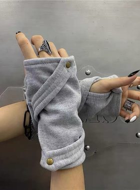 街头y2k韩版ins原宿灰色半指手套