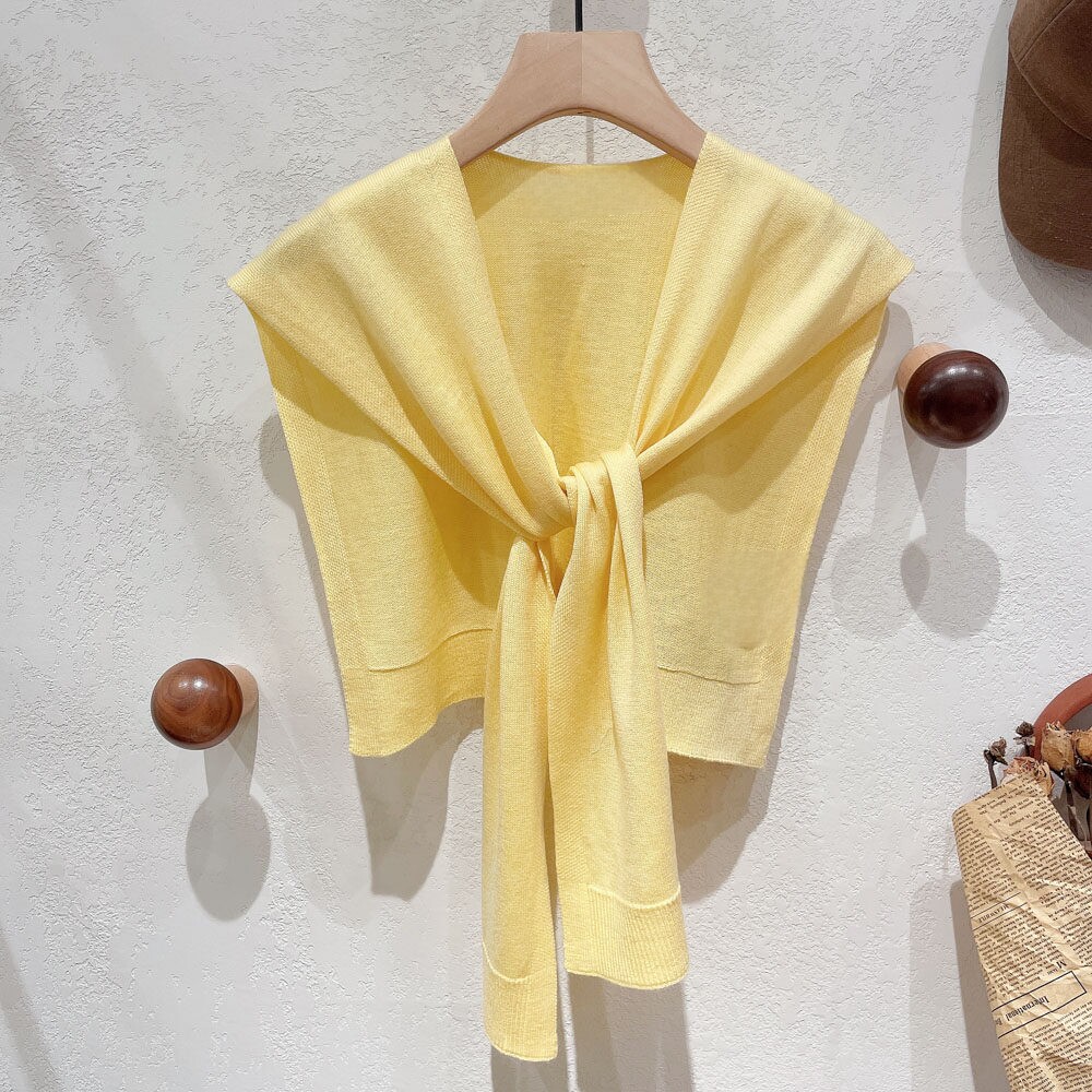 纯色百搭时尚披肩冬网红打结马甲春秋季多功能夏季空调房颈椎肩带