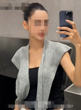 洋气百搭灰色外搭针织披肩女夏网红同款假领子薄款办公室打结搭肩