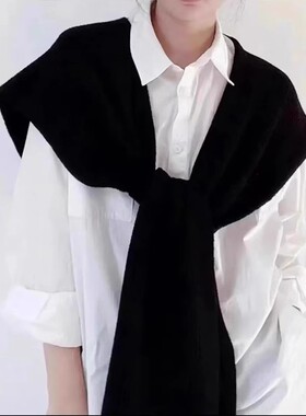 简约针织纯色披肩春2025春秋新款围巾女装保暖搭肩上衣空调服秋冬