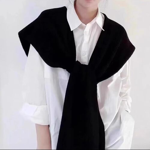 简约针织纯色披肩春2025春秋新款围巾女装保暖搭肩上衣空调服秋冬