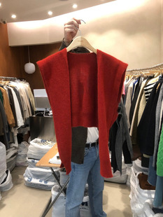 洋气搭肩2025秋季新款时尚百搭保暖简约长袖针织红色披肩上衣女