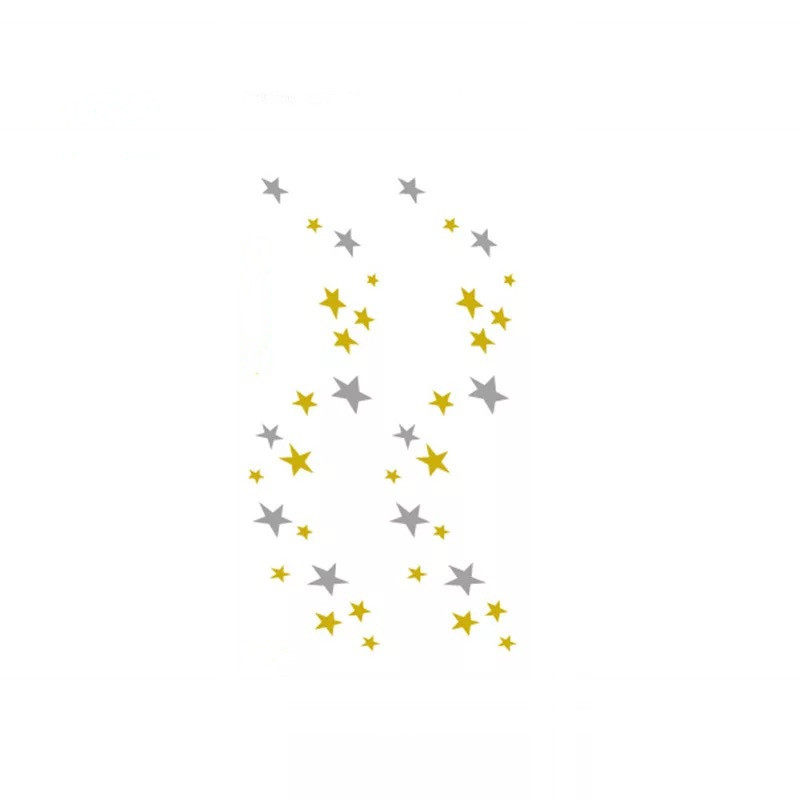 烫金星星锁骨纹身贴金色图案脖子颈部防水持久婚礼海边网红女贴纸