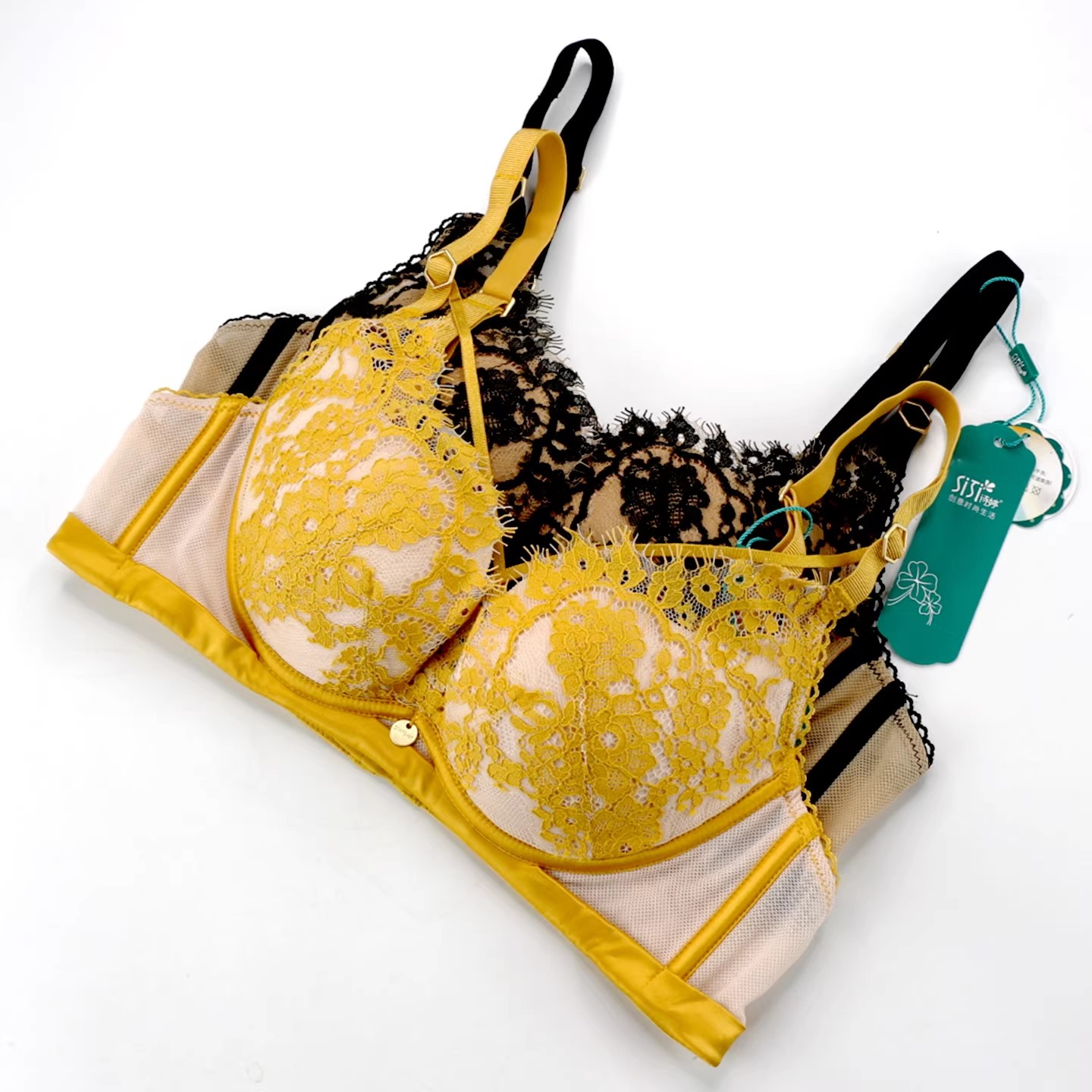 诗婷法式蕾丝聚拢无钢圈文胸