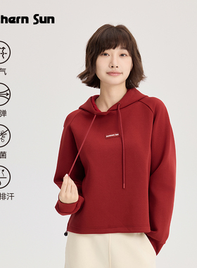 诺思山休闲运动卫衣女士连帽套头圣诞节新年红色本命年5792