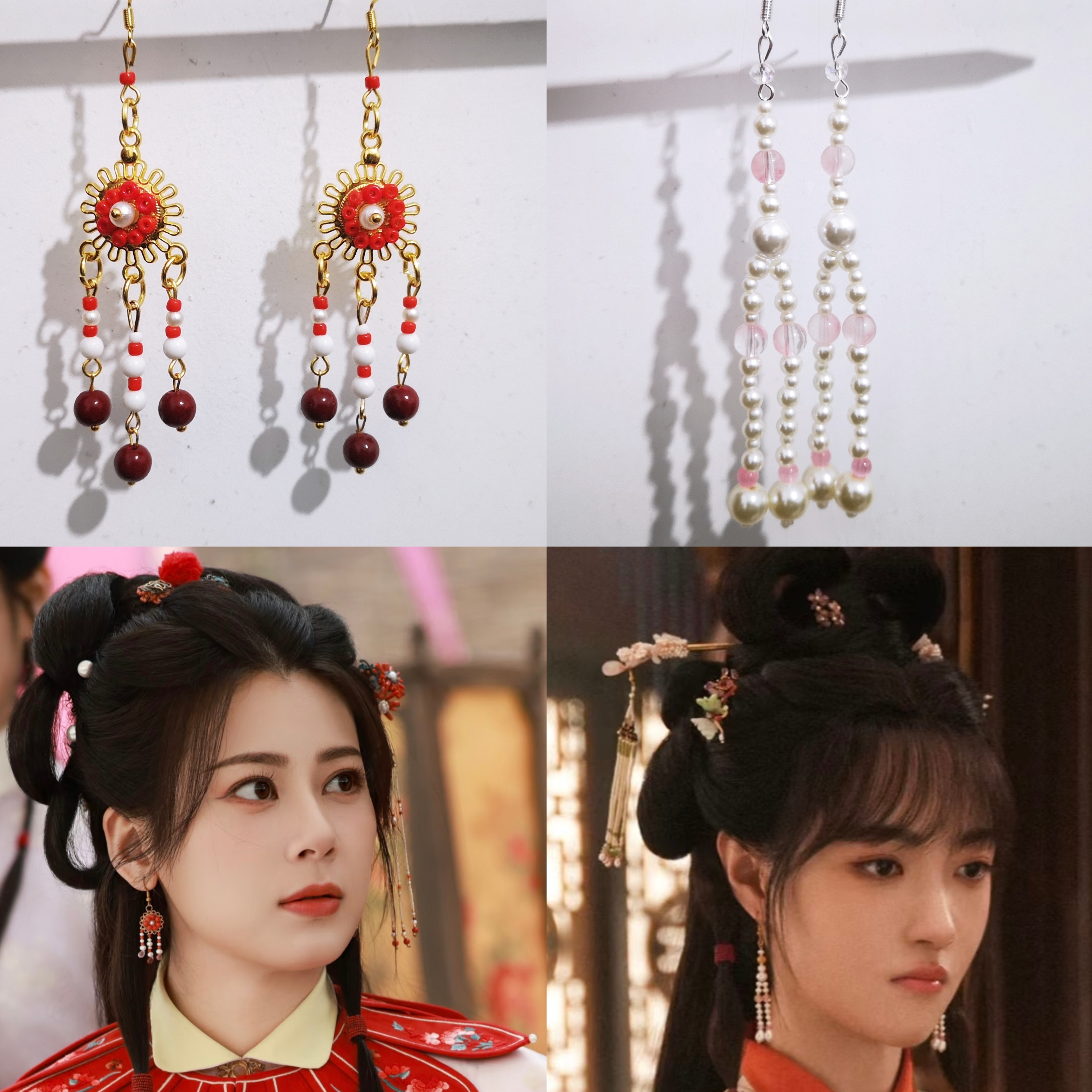 玉茗茶骨古力娜扎赵昭仪荣氏姐妹耳环宫廷风明制古风配饰耳环系列