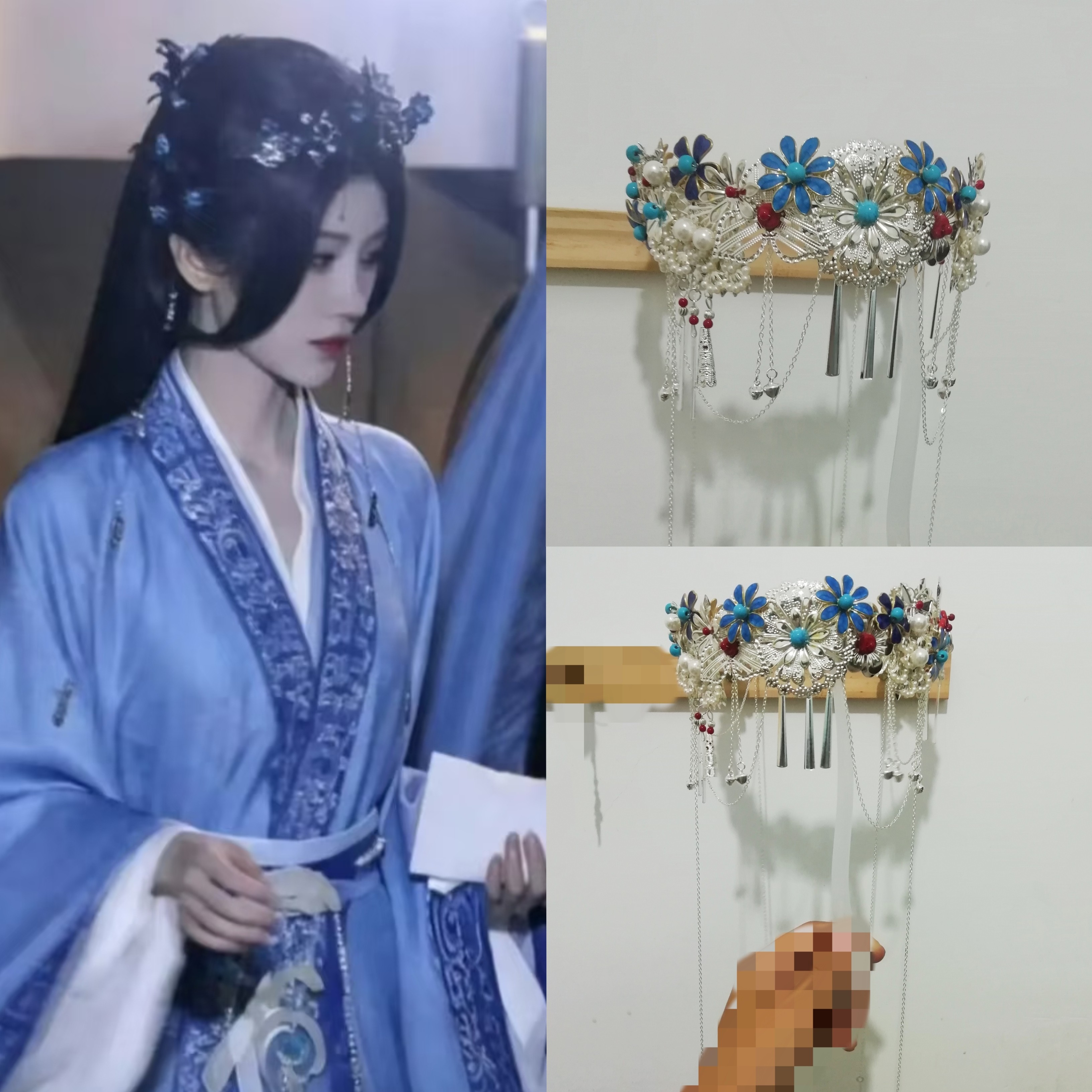 万花世界鞠婧祎苏绿夏同款发饰苗银铃铛古风头饰热门发簪仿妆造