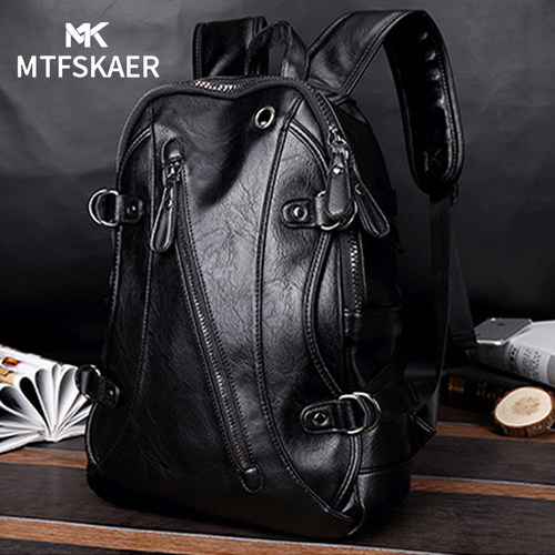 MTFSKAER轻便真皮双肩包男