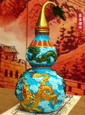 厂家现货彩绘铜五龙葫芦摆件 五龙葫芦家居装饰品 彩铜葫芦批发