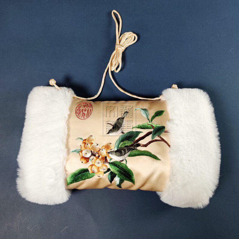 苏绣兔毛暖手宝古风暖手筒护手袋汉服配饰加厚绒暖宝宝手护手捂,居家布艺,苏绣,淘宝优惠券,粉丝福利购,淘宝优惠卷