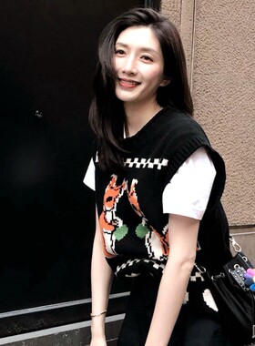 针织马甲无袖毛衣背心江疏影同款