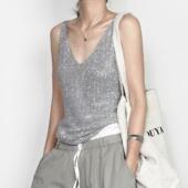 尢系UXI 2025春夏闪亮感重工烫钻V领无袖 针织上衣外穿气质背心