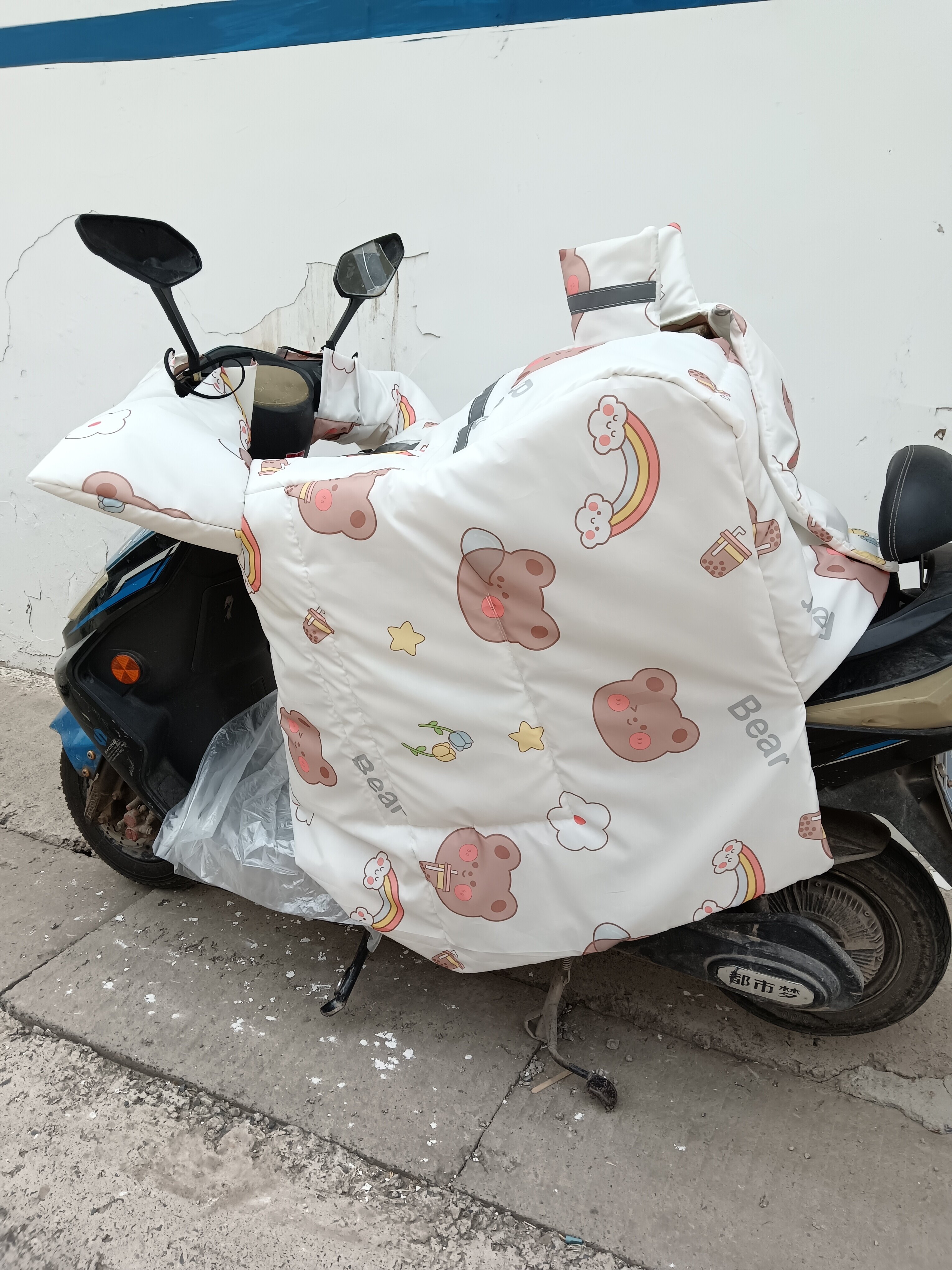 电动车挡风被加大宽侧翼厚冬季亲子绒护肩背双面防水膜雨男女电瓶