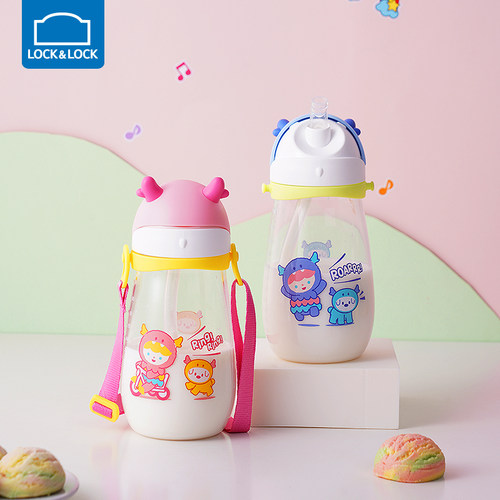 乐扣儿童Tritan卡通背带吸管杯