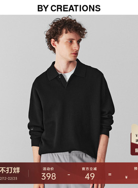 【可机洗】柏品远红外发热翻领毛衣男2025冬新保暖英伦风套头毛衫