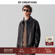 柏品绵羊皮翻领皮衣男士2025冬新款机车风短款复古真皮夹克外套