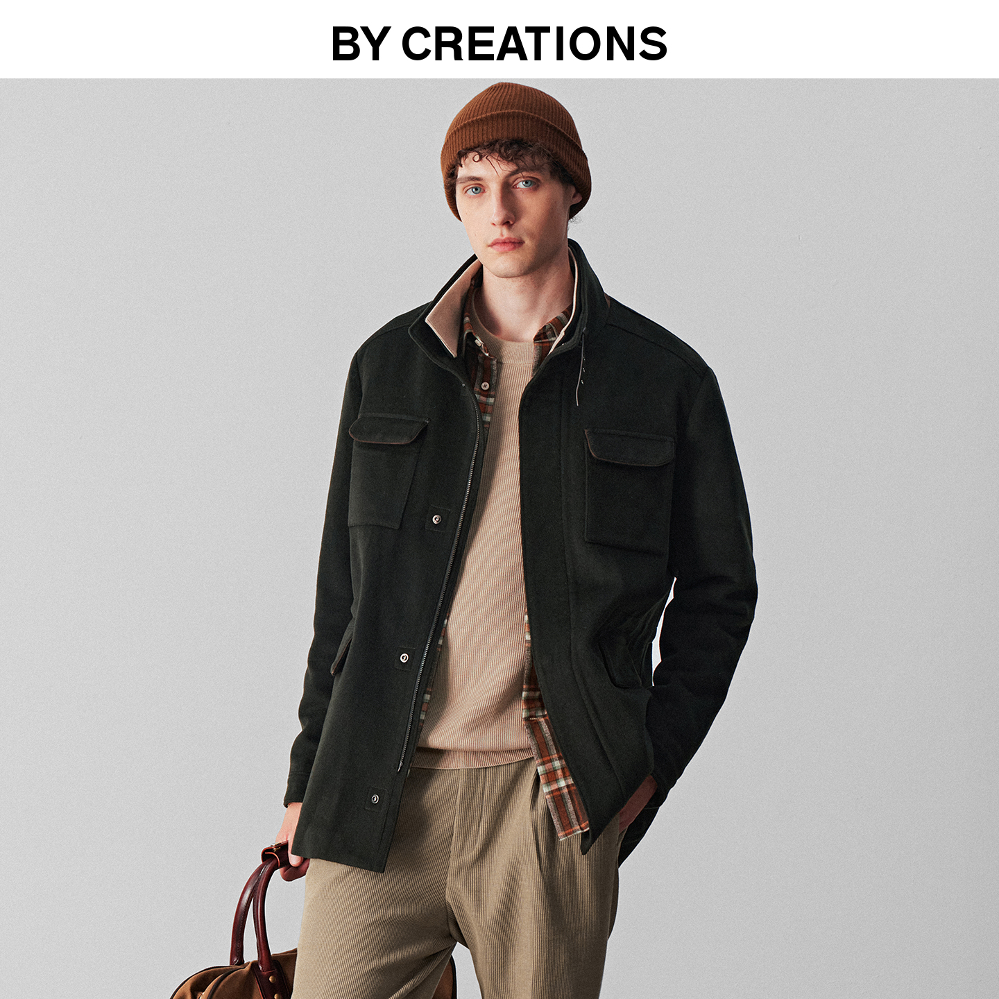 【M65猎装】柏品山羊绒可拆卸立领棉服男2025秋新款防风夹棉外套