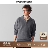 柏品山羊绒撞色海鸥领毛衣男2025春新假两件保暖高克重套头羊毛衫