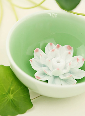 景德镇陶瓷香炉手工捏制莲花碗