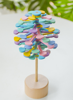 实木制棒棒糖费氏数列减压装饰品